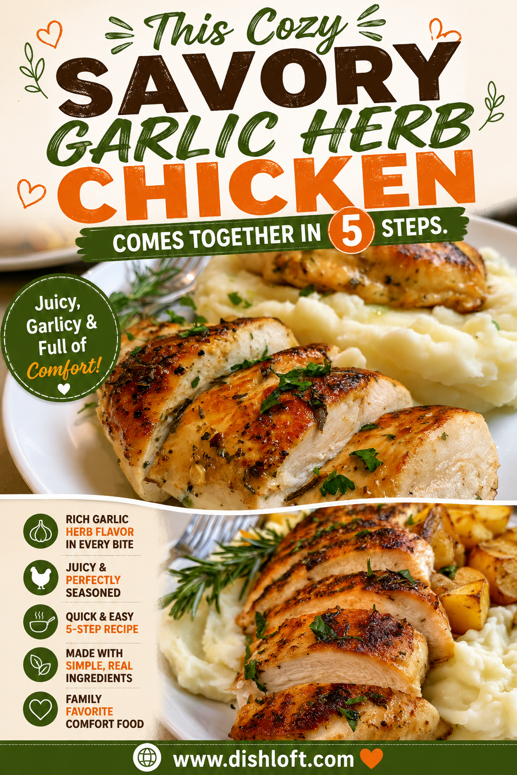 savory garlic herb chicken with velvety mashed potatoes