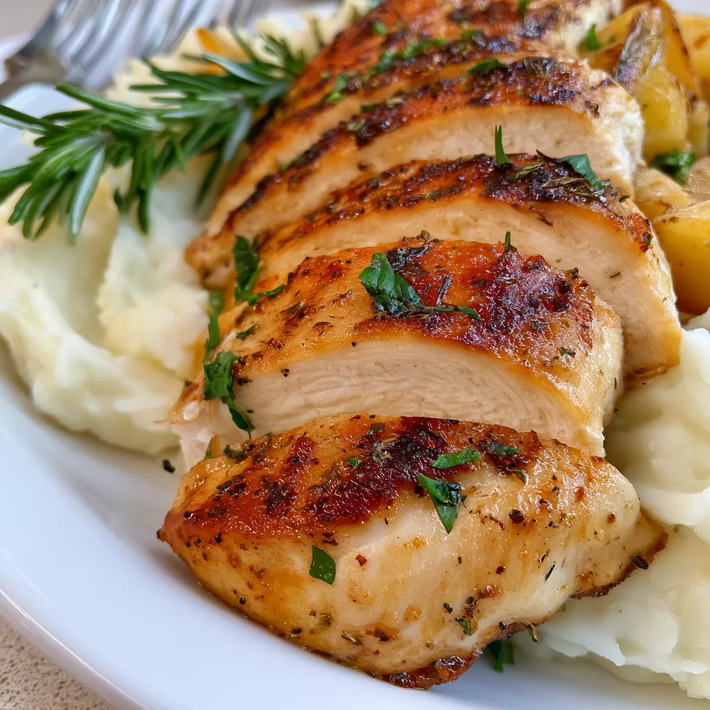 savory garlic herb chicken with velvety mashed potatoes