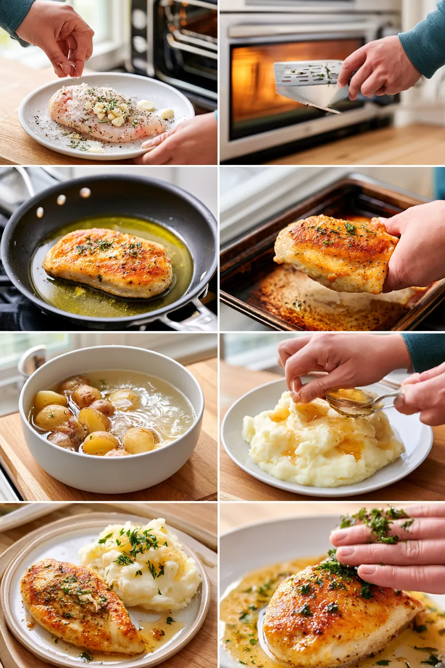 savory garlic herb chicken with velvety mashed potatoes