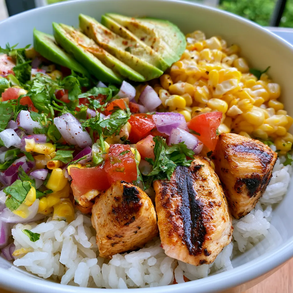 street corn chicken rice bowl