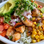 street corn chicken rice bowl