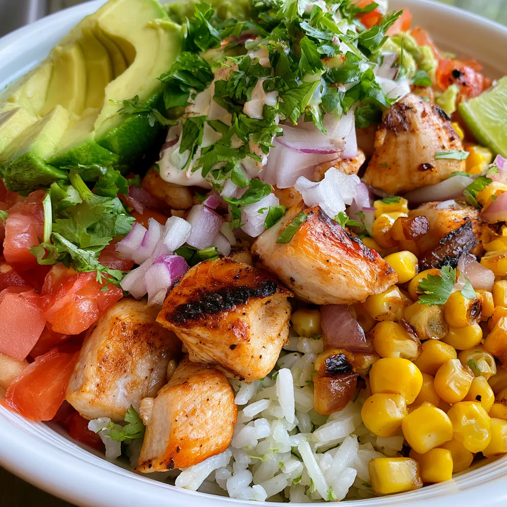 street corn chicken rice bowl