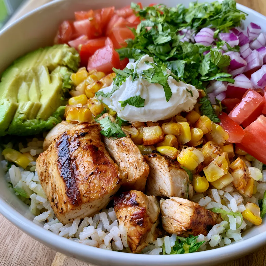 street corn chicken rice bowl