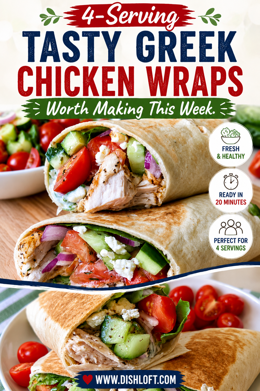 tasty greek chicken wraps