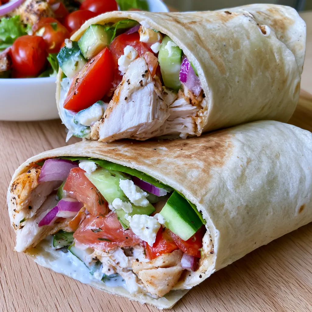 tasty greek chicken wraps