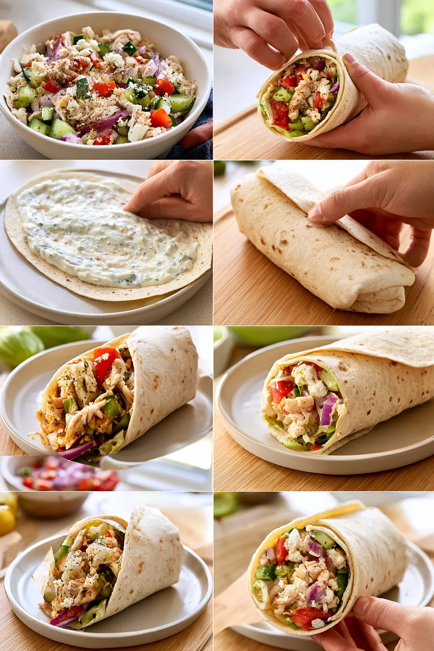 tasty greek chicken wraps