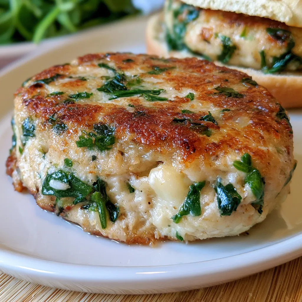 white cheddar and spinach chicken burgers