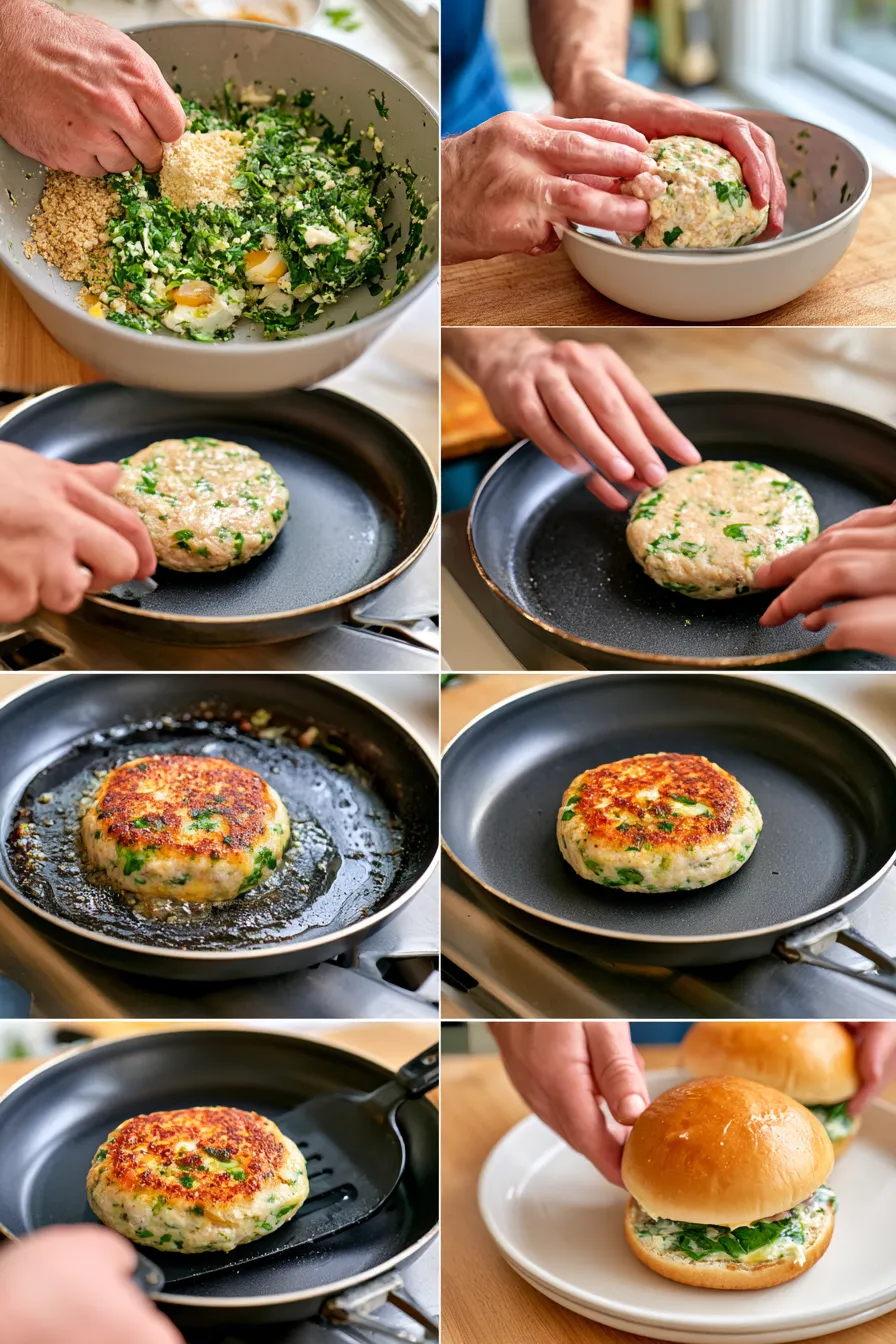 white cheddar and spinach chicken burgers